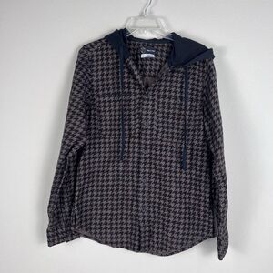 Original Use Mens‎ Black Brown Hooded Button Down Flannel Shacket Small NWT